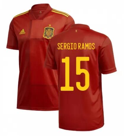 2020 EURO Spain Home Kit Soccer Jersey SERGIO RAMOS 15